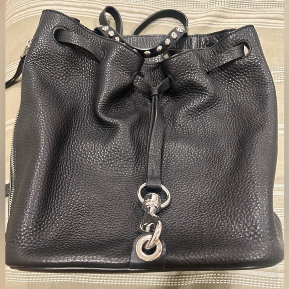 Rebecca Minkoff black pebbled leather backpack with silver hardware - Picture 6 of 6